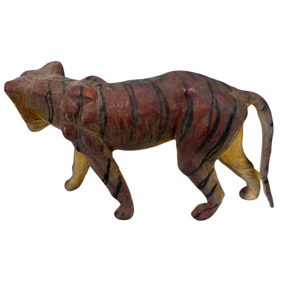 Vintage Tiger Figurine Leather Wrapped Animal Sculpture MCM Mid-Century Modern - Picture 3 of 9